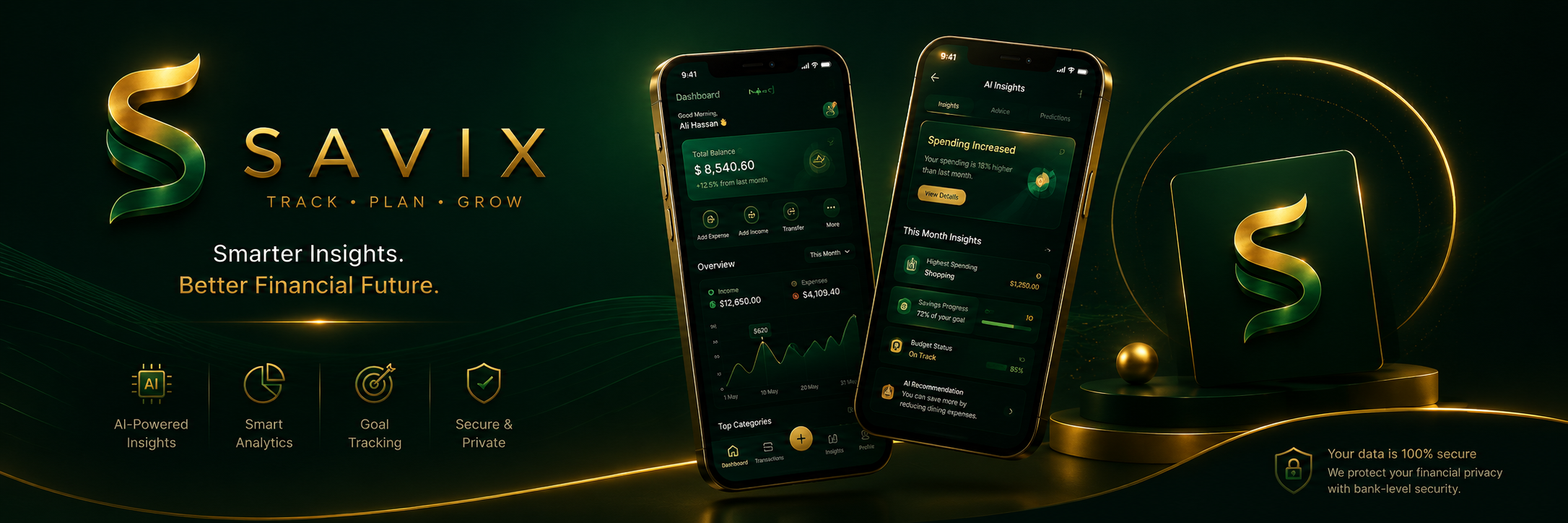Savix AI Finance App — built by Zain Ul Abideen Savix AI Finance App showcase — React Native mobile app by Zain Ul Abideen
